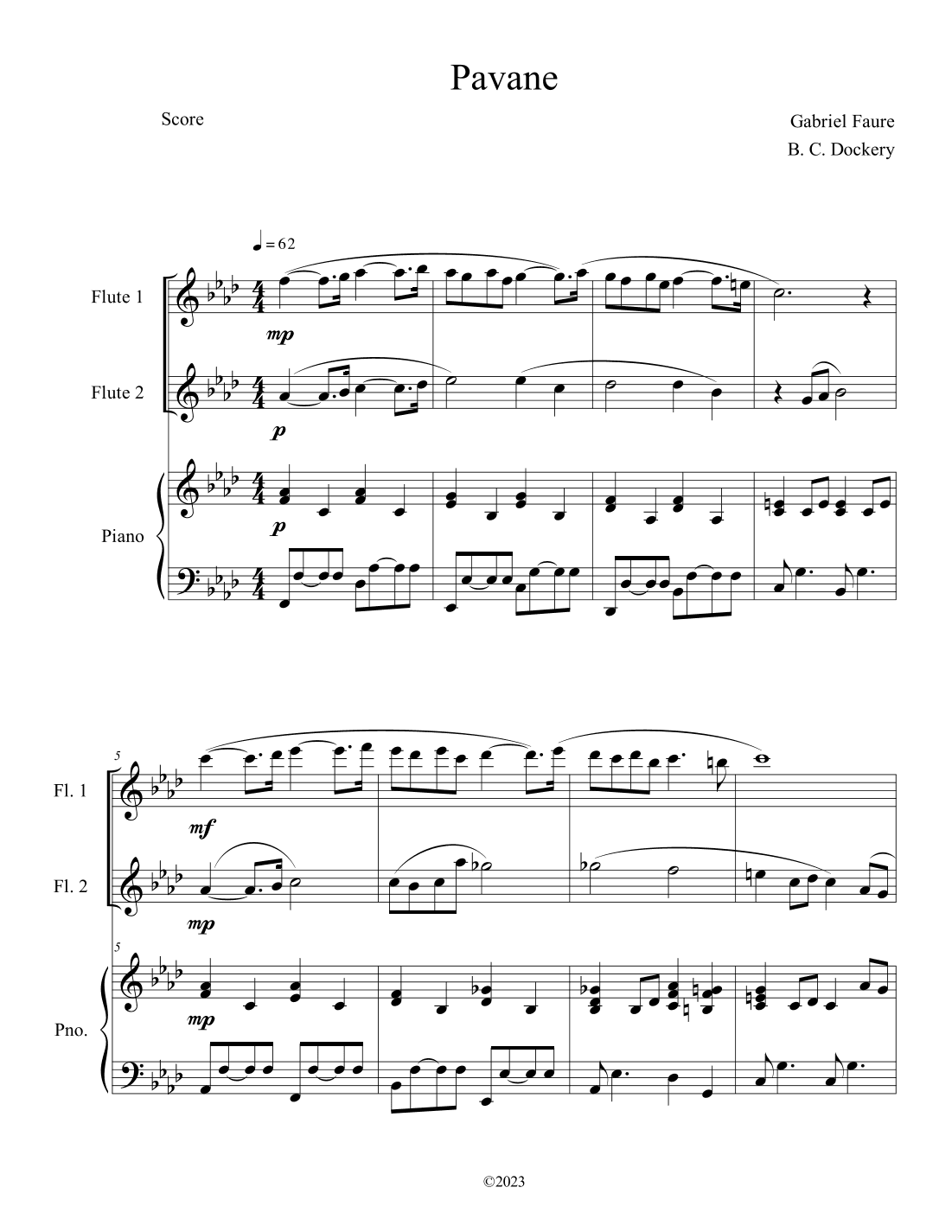 Pavane (Flute Duet with Piano Accompaniment) (arr. B. C. Dockery)