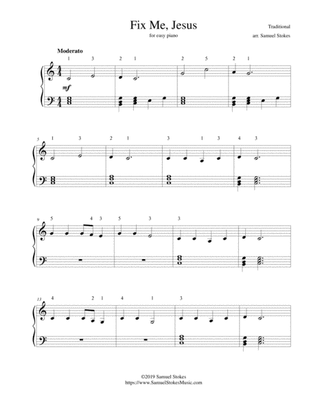 Fix Me, Jesus - for easy piano (arr. Samuel Stokes)