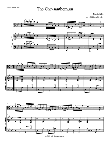 The Chrysanthemum Duet for Viola and Piano (arr. Miriam Troxler)