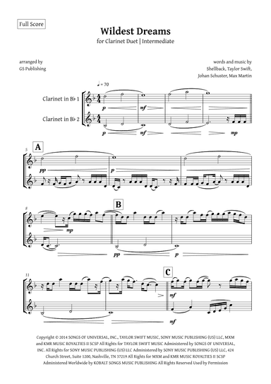 Wildest Dreams (arr. GS Publishing)
