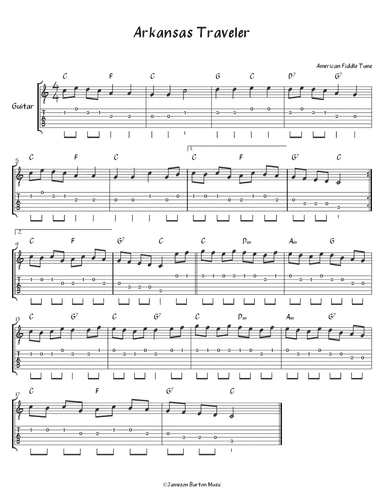 "Arkansas Traveler" - Guitar w/TAB (arr. Jameson Burton)