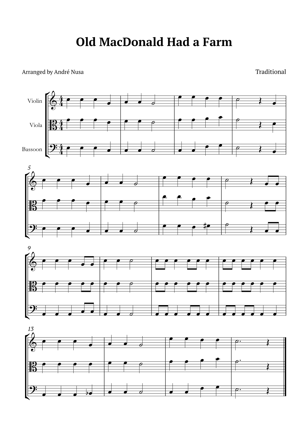 Old MacDonald Had a Farm (arr. André Nusa)