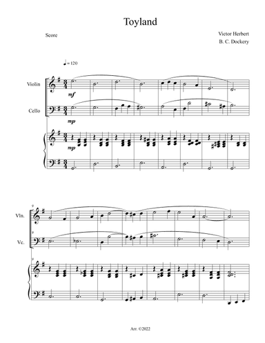 Toyland (Violin and Cello Duet with Piano Accompaniment) (arr. B. C. Dockery)