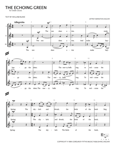 The Echoing Green (arr. Corduroy Fifths Music Publishing)