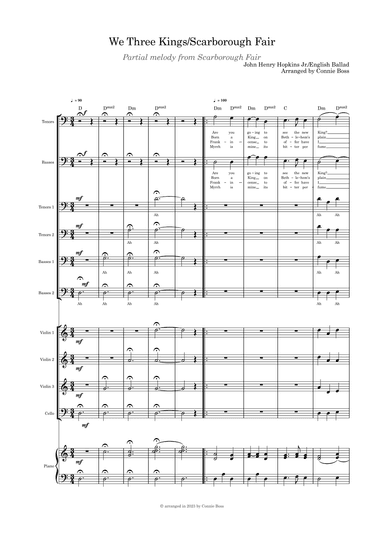We Three Kings/Scarborough Fair combo TB duet choir and strings and piano (arr. Connie Boss)