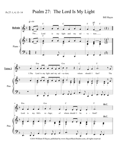 Psalm 27:  The Lord I/s My Light - piano/vocal