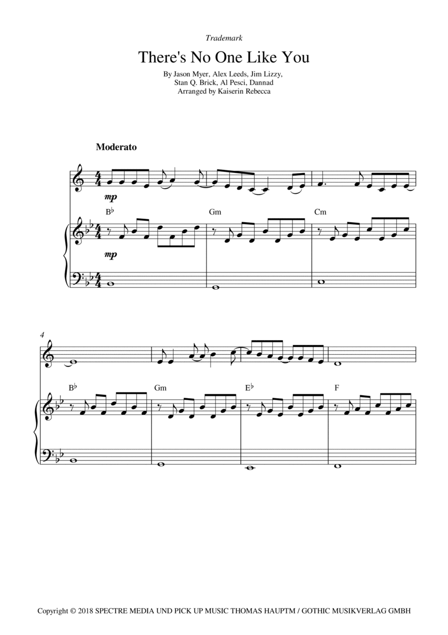 There's No One Like You (arr. Kaiserin Rebecca)