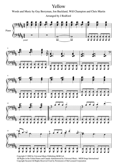 Yellow (arr. J Redford)