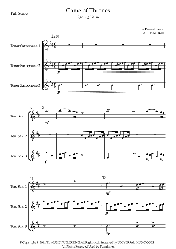 Game Of Thrones (arr. Fabio Britto)