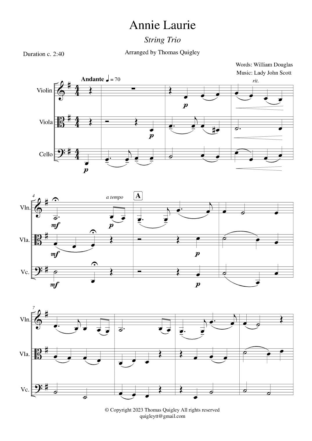 Annie Laurie (arr. Thomas Quigley)