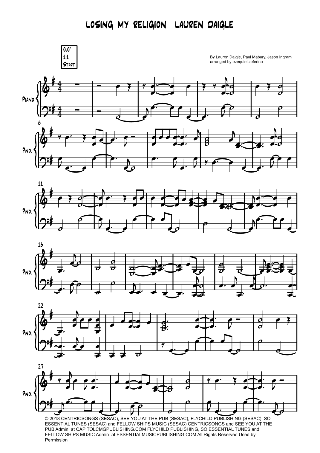 Losing My Religion (arr. ezequiel zeferino edição)