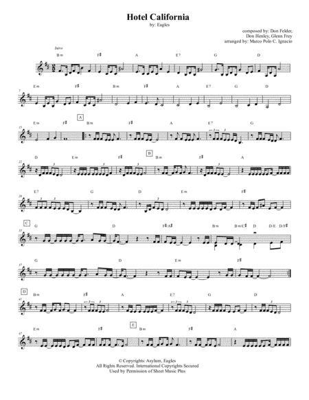 Hotel California (arr. Marco Polo C. Ignacio)