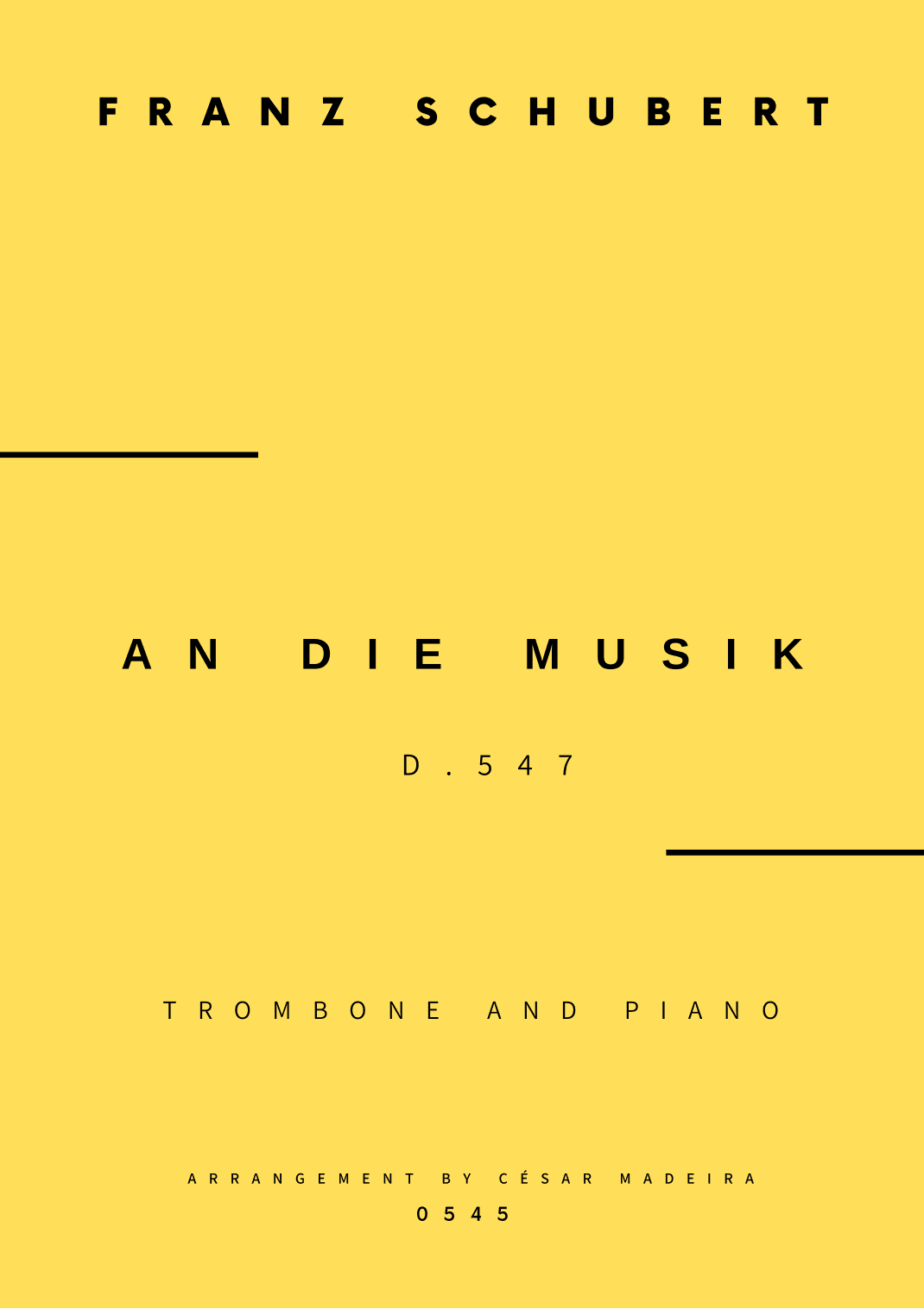 An Die Musik - Trombone and Piano (Full Score and Parts) (arr. César Madeira)