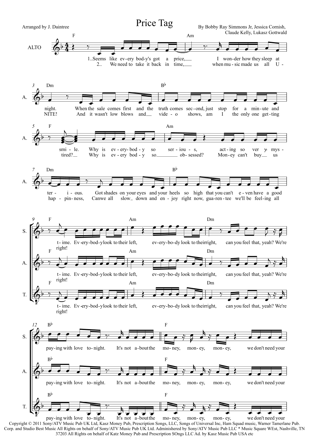 Price Tag (arr. J. Daintree)