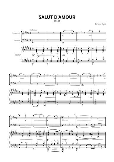 Edward Elgar - Salut d'Amour for Trumpet in Bb, Cello and Piano (arr. Cadenza Editions)