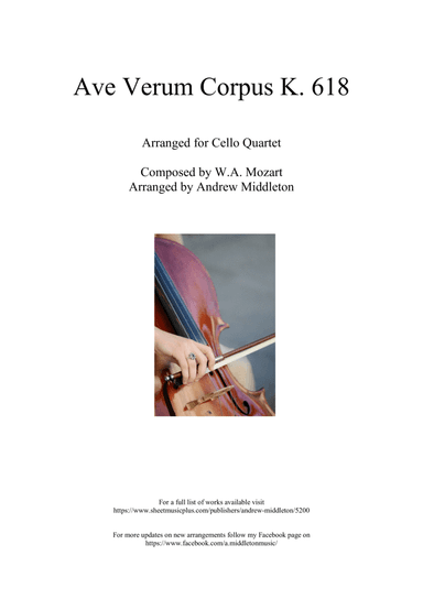 Ave Verum Corpus K. 618 arranged for Cello Quartet (arr. Andrew Middleton)