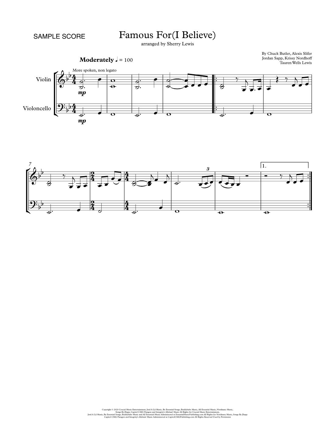 Famous For (i Believe) (arr. Sherry Lewis)