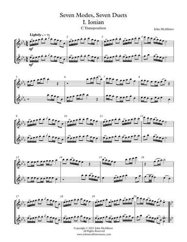 Seven Modes, Seven Duets - C Treble Transposition