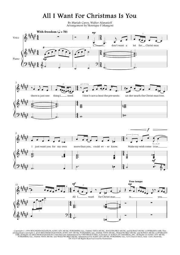 All I Want For Christmas Is You (arr. Henrique F Mangoni)