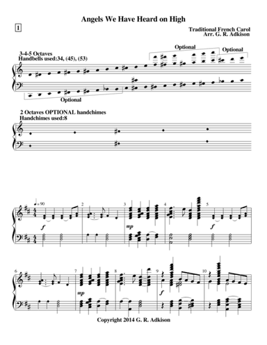 Angels We Have Heard on High (for 3, 4 & 5 octave handbell choir.) (arr. G. R. Adkison)