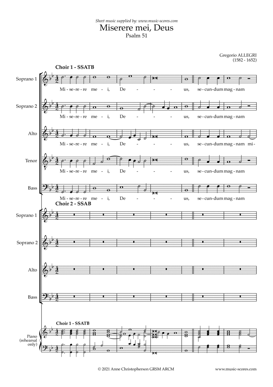 Miserere mei, Deus - G minor (arr. Anne L Christopherson GRSM ARCM)