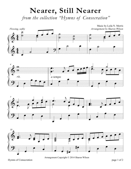 Nearer, Still Nearer (LARGE PRINT Piano Solo) (arr. Sharon Wilson)