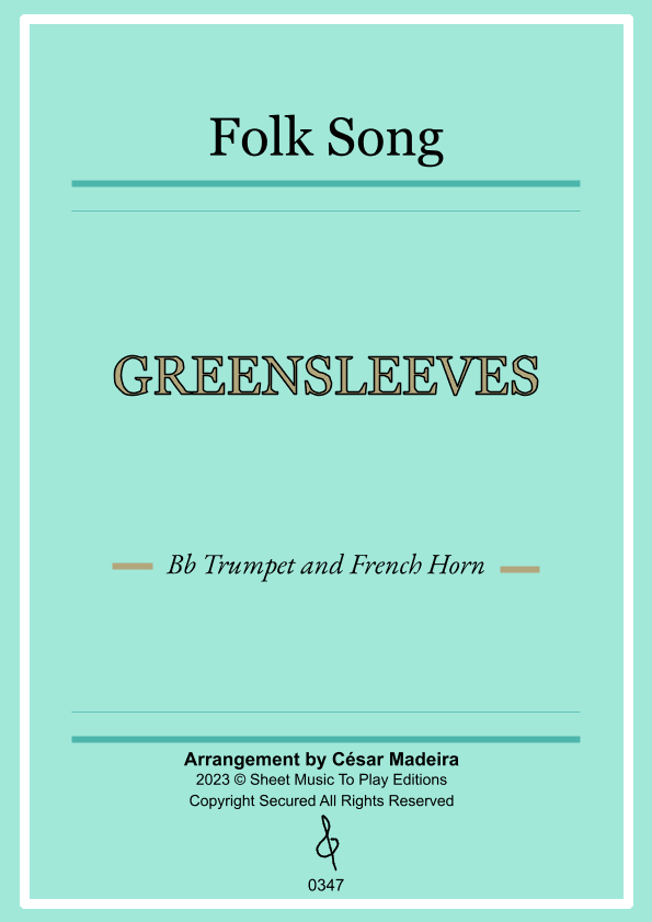 Greensleeves - Bb Trumpet and French Horn - W/Chords (Full Score and Parts) (arr. César Madeira)