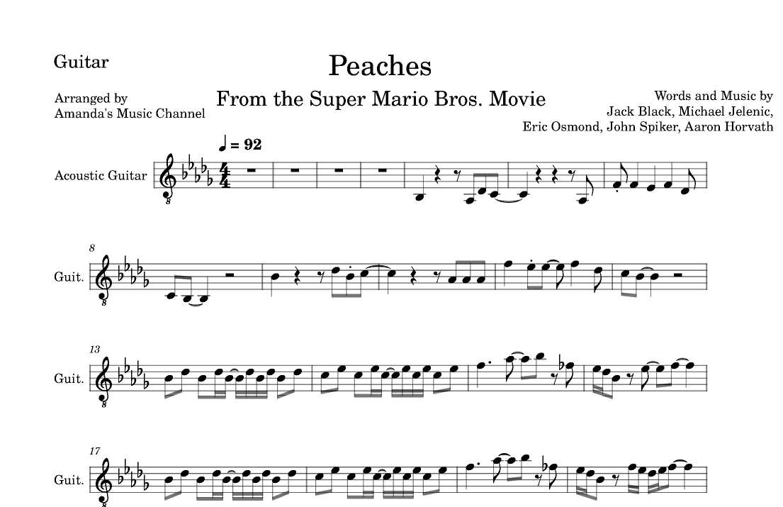 Peaches (arr. Amanda's Music Channel)