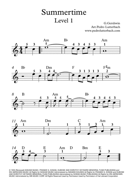 Summertime (arr. Pedro Lutterbach)