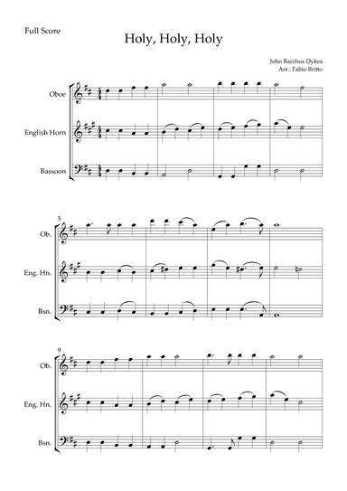 Holy, Holy, Holy (Traditional Christian Song) for Woodwind Trio (arr. Fabio Britto)