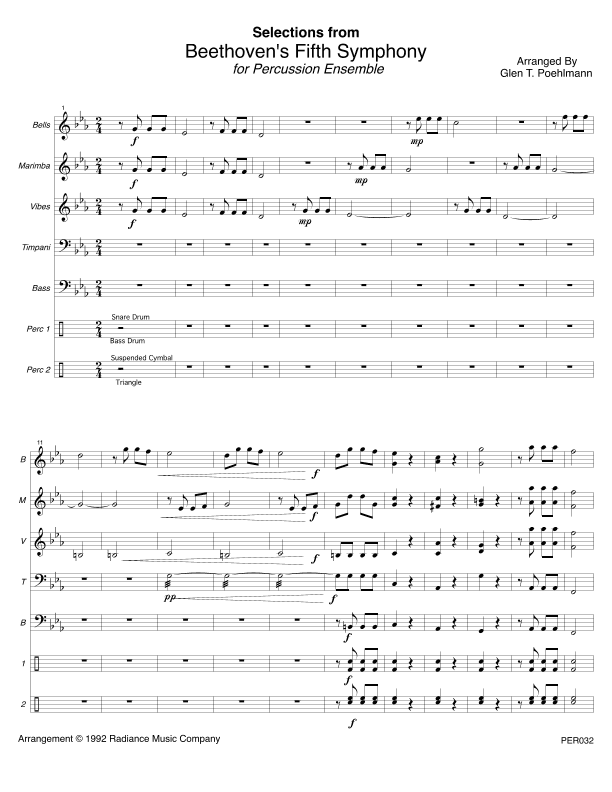 BEETHOVEN'S FIFTH SYMPHONY - Percussion Ensemble (arr. Glen Poehlmann)