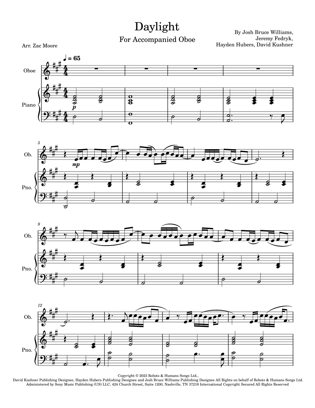 Daylight (arr. Zac Moore)