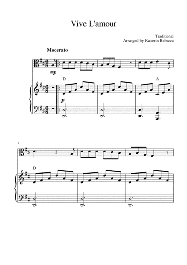 Vive L'amour (viola solo and piano accompaniment) (arr. Kaiserin Rebecca)