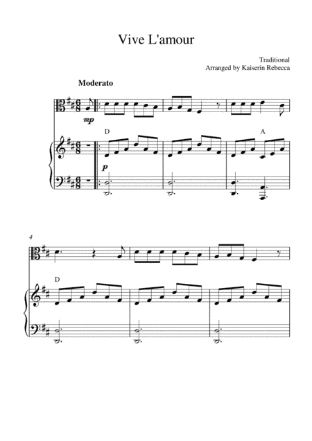 Vive L'amour (viola solo and piano accompaniment) (arr. Kaiserin Rebecca)
