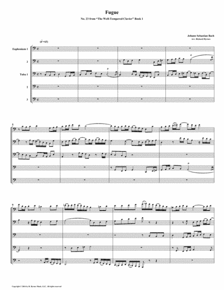 Fugue 23 from Well-Tempered Clavier, Book 1 (Euphonium-Tuba Quintet) (arr. Richard Byrnes)
