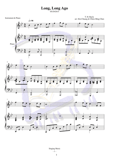 Long, Long Ago, for Instrument and Piano (arr. Ifen Chuang, Chien-Ming Chen)