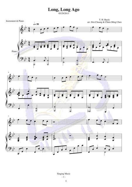 Long, Long Ago, for Instrument and Piano (arr. Ifen Chuang, Chien-Ming Chen)