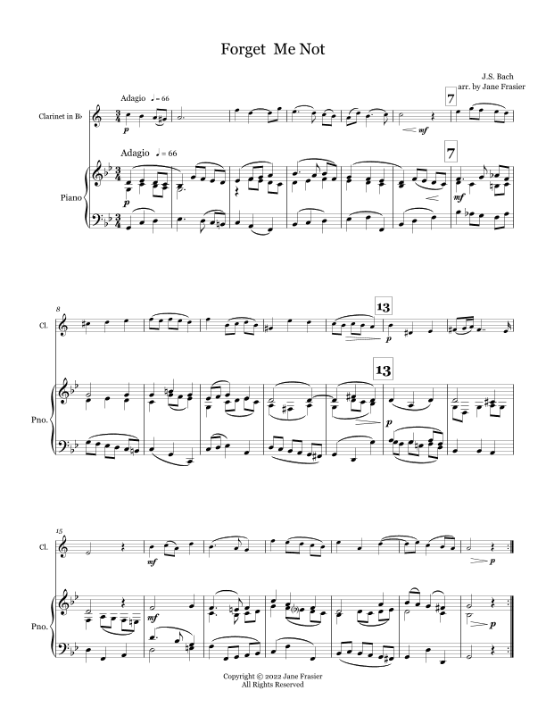 Forget Me Not (Vergiss mein nicht) (arr. Jane Frasier)