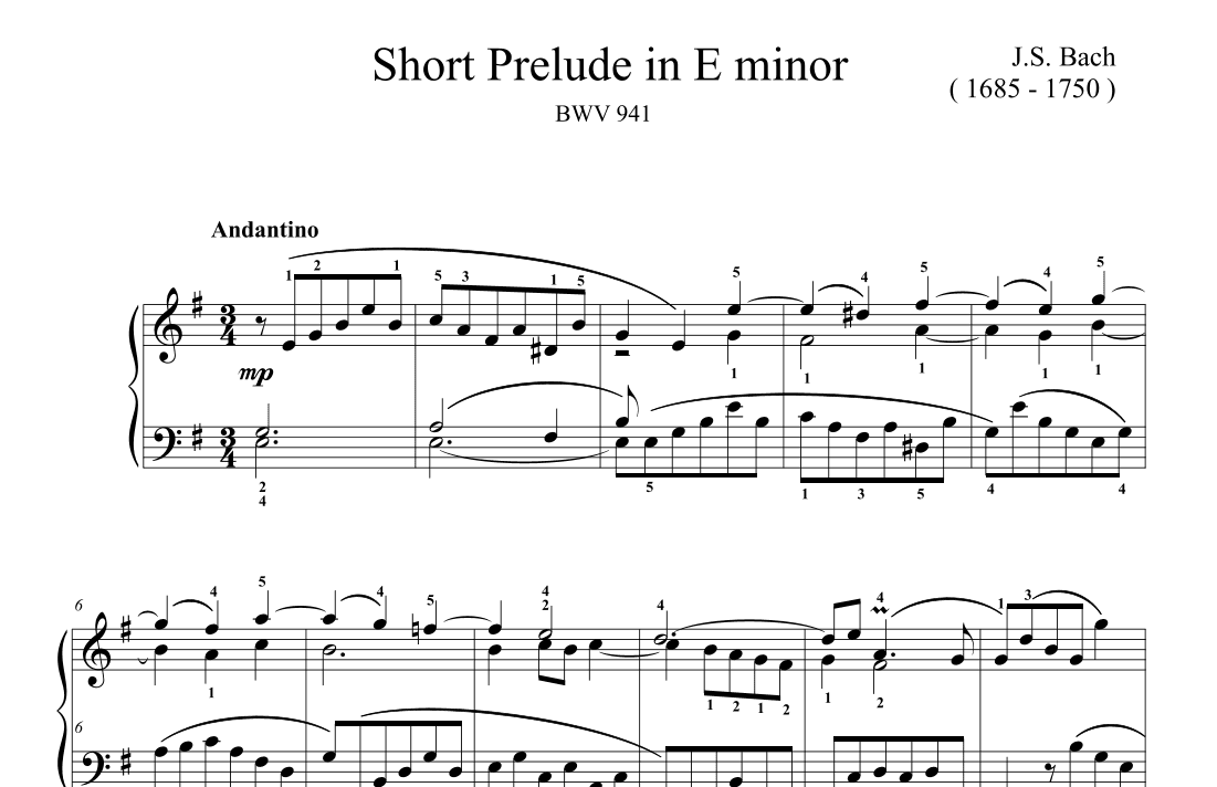 Bach Short Prelude in E minor BWV 941 (arr. Ben Choupak)