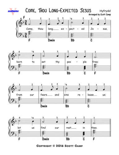 Come Thou Long Expected Jesus (Second Year Piano Students) (arr. Scott Camp)