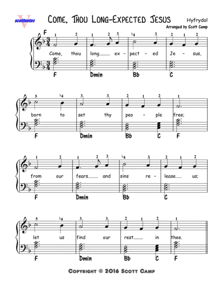 Come Thou Long Expected Jesus (Second Year Piano Students) (arr. Scott Camp)