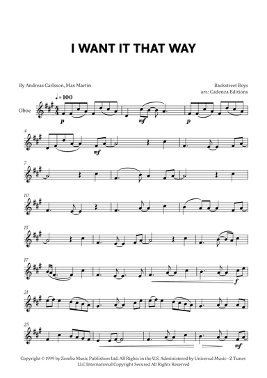 I Want It That Way (arr. Cadenza Editions)