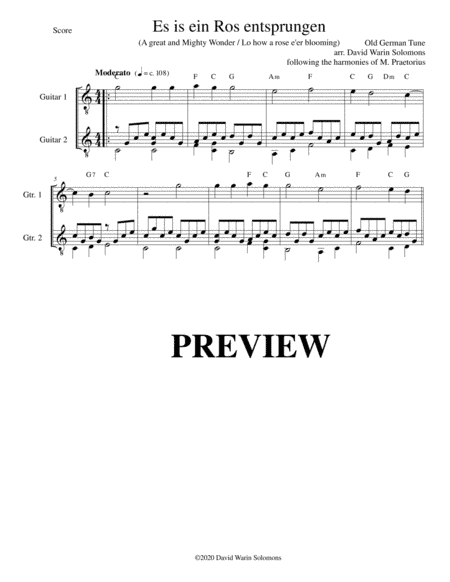 Es ist ein Ros entsprungen for 2 guitars (arr. David Warin Solomons)