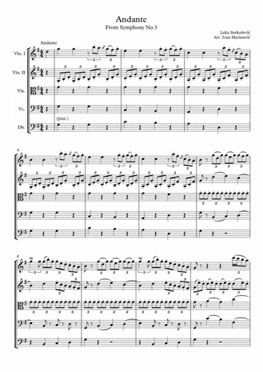 Luka Sorkocevic Andante - from Symphony No.3 (arr. Ivan Marinovic)