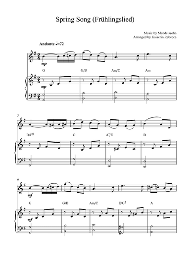 Spring Song (Frühlingslied, Op.62 no.6) (arr. Kaiserin Rebecca)