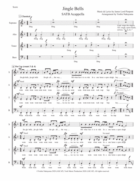 Jingle Bells - SATB Acappella Dance Mix (arr. Yoshie Nakayama)
