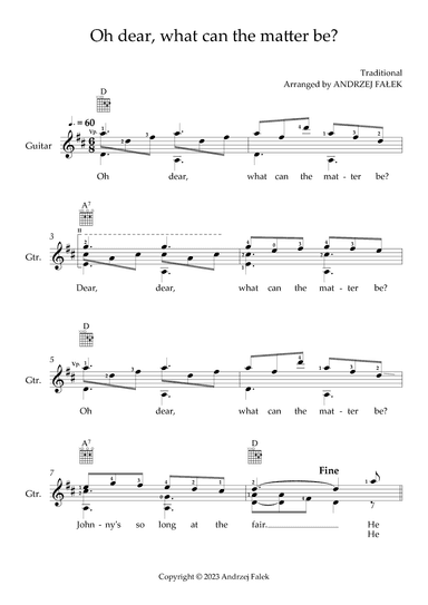 Oh Dear! What Can the Matter Be? (arr. Andrzej Falek)