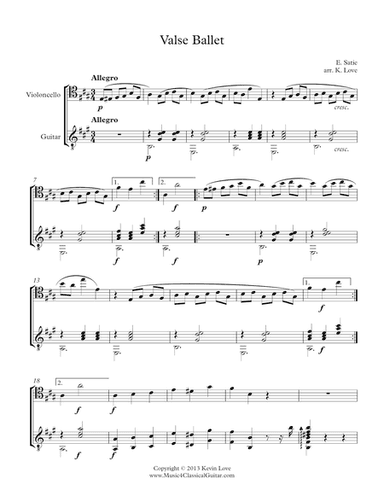 Valse Ballet (Cello and Guitar) - Score and Parts (arr. Kevin Love)