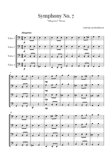 Beethoven - Allegretto (from Symphony No. 7) - for Tuba quartet (arr. Cadenza Editions)