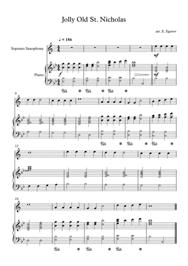 Jolly Old St. Nicholas, For Soprano Saxophone & Piano (arr. Eugene Egorov)